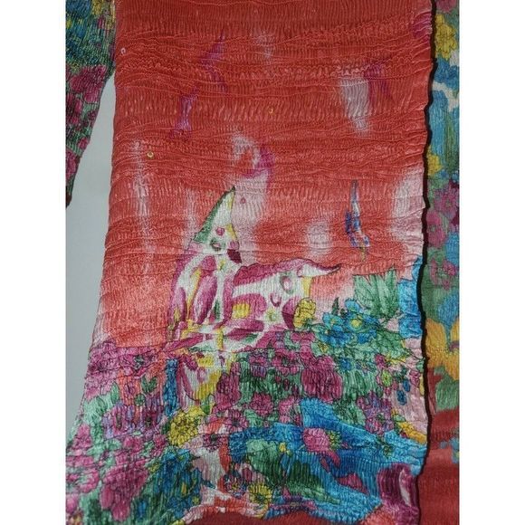 ALBERTO Makali Smocked Top Asian Floral 3/4 Sleeve - Picture 2 of 6